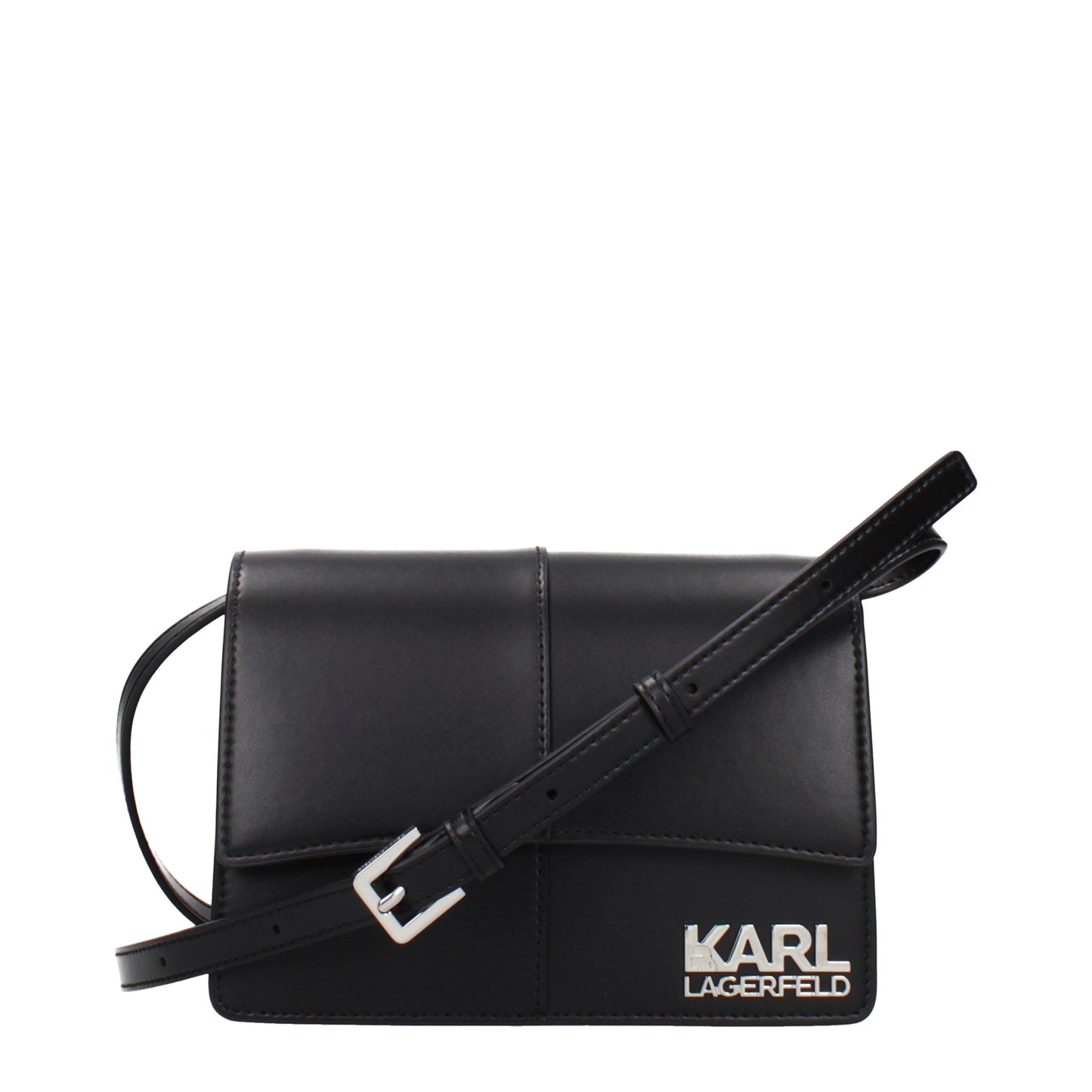 Crossbody Handbag by Karl Lagerfeld for women in polyethylene & polyurethane black features a multifaceted silhouette, showcasing a secure and multifaceted with versatile crossbody-strap & adjustable-strap for multifaceted style.