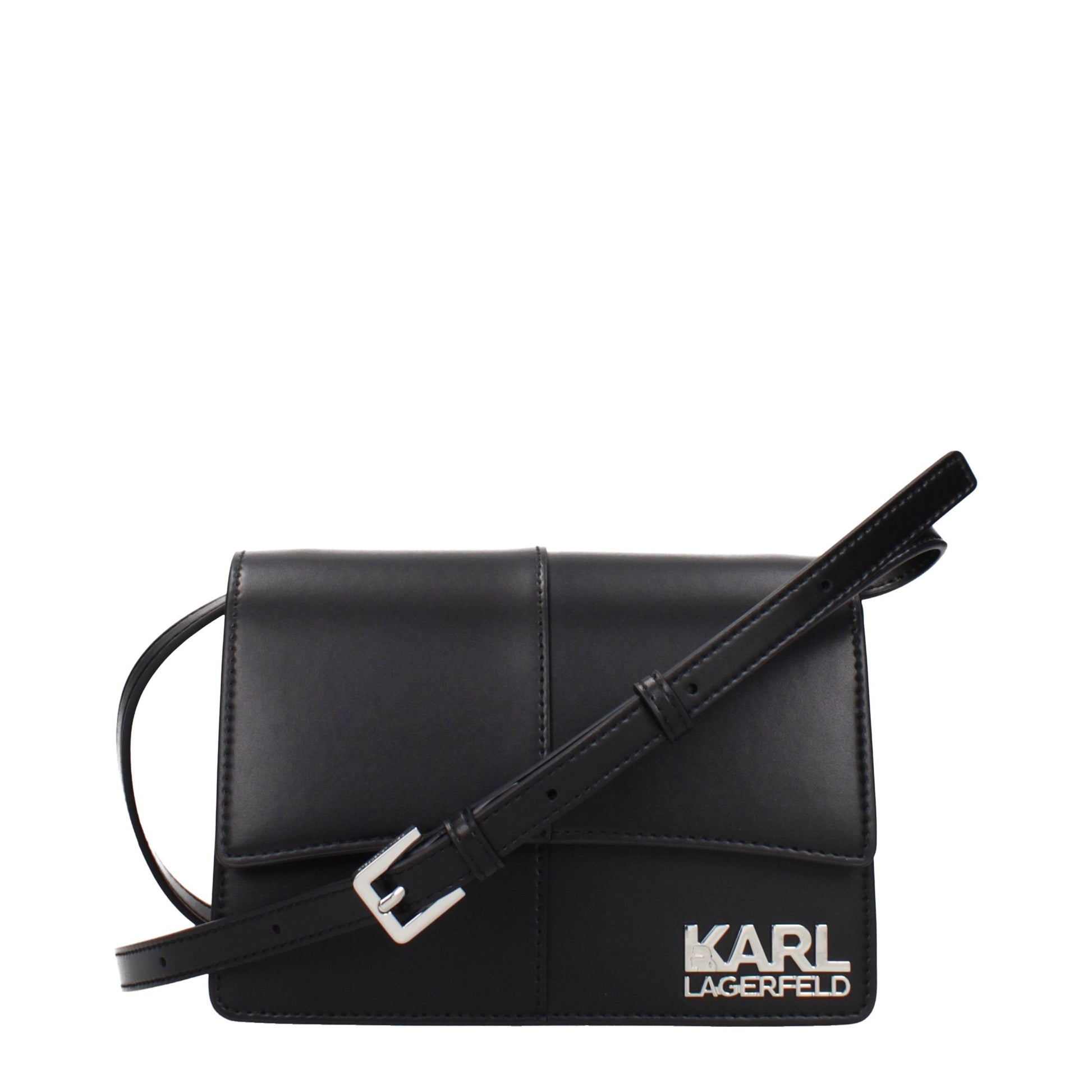Crossbody Handbag by Karl Lagerfeld for women in polyethylene & polyurethane black features a multifaceted silhouette, showcasing a secure and multifaceted with versatile crossbody-strap & adjustable-strap for multifaceted style.