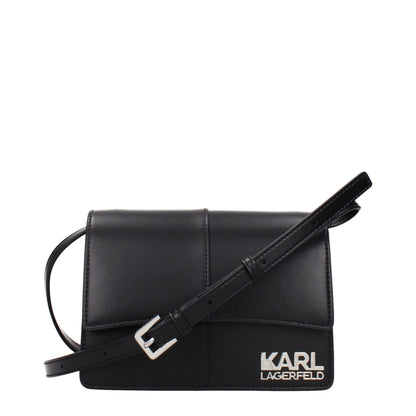 Crossbody Handbag by Karl Lagerfeld for women in polyethylene & polyurethane black features a multifaceted silhouette, showcasing a secure and multifaceted with versatile crossbody-strap & adjustable-strap for multifaceted style.