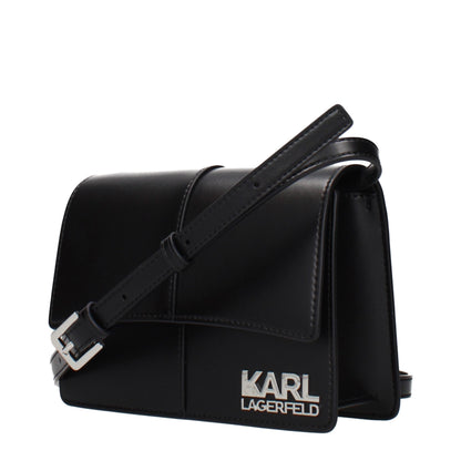 Crossbody Handbag by Karl Lagerfeld for women in polyethylene & polyurethane black features a versatile chic silhouette, meticulously detailed with a secure , ample , and versatile crossbody-strap & adjustable-strap.