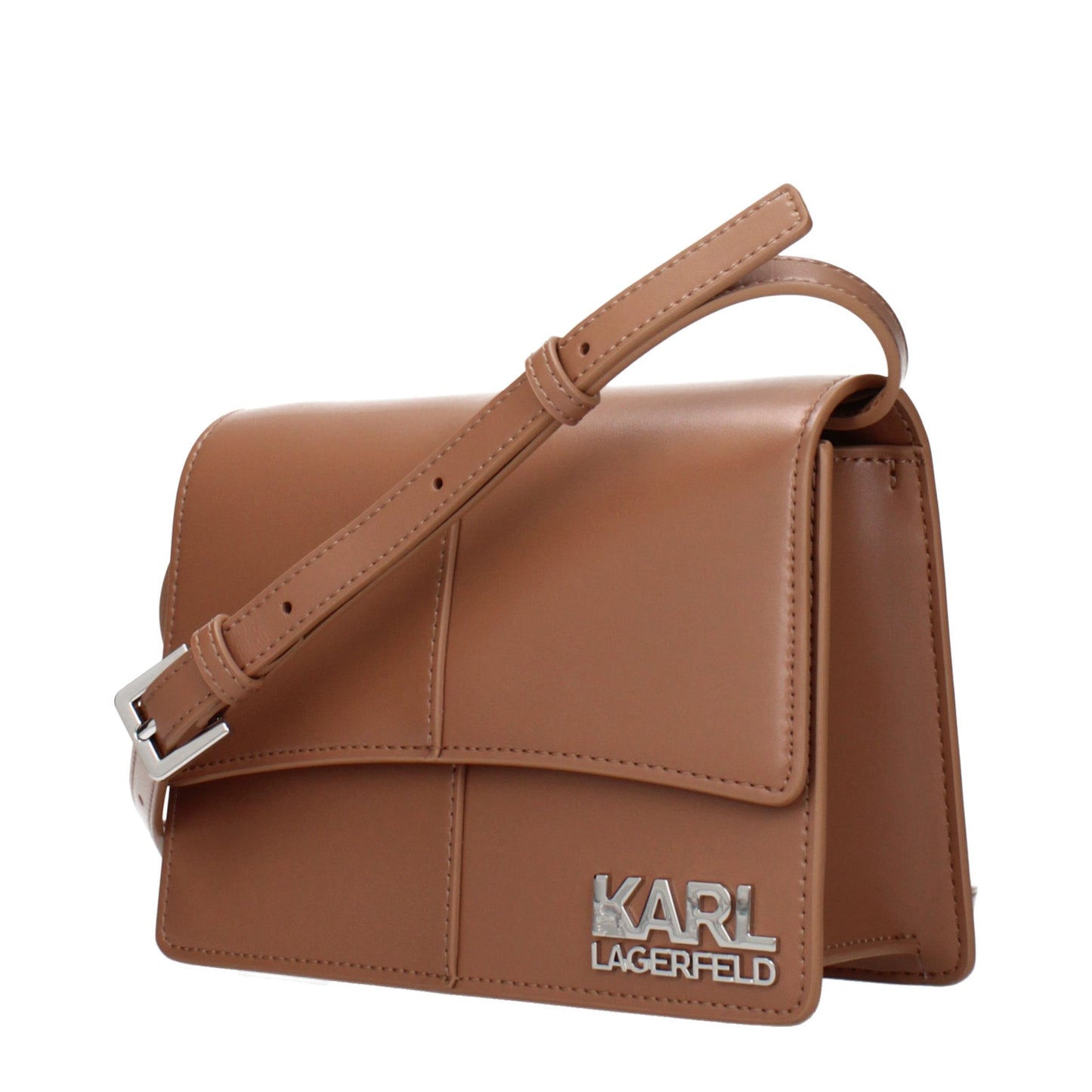 Crossbody Handbag by Karl Lagerfeld for women in polyethylene & polyurethane brown showcases a versatile sophistication silhouette, featuring a secure , versatile sophistication , and versatile crossbody-strap & adjustable-strap for a versatile sophistication finish.