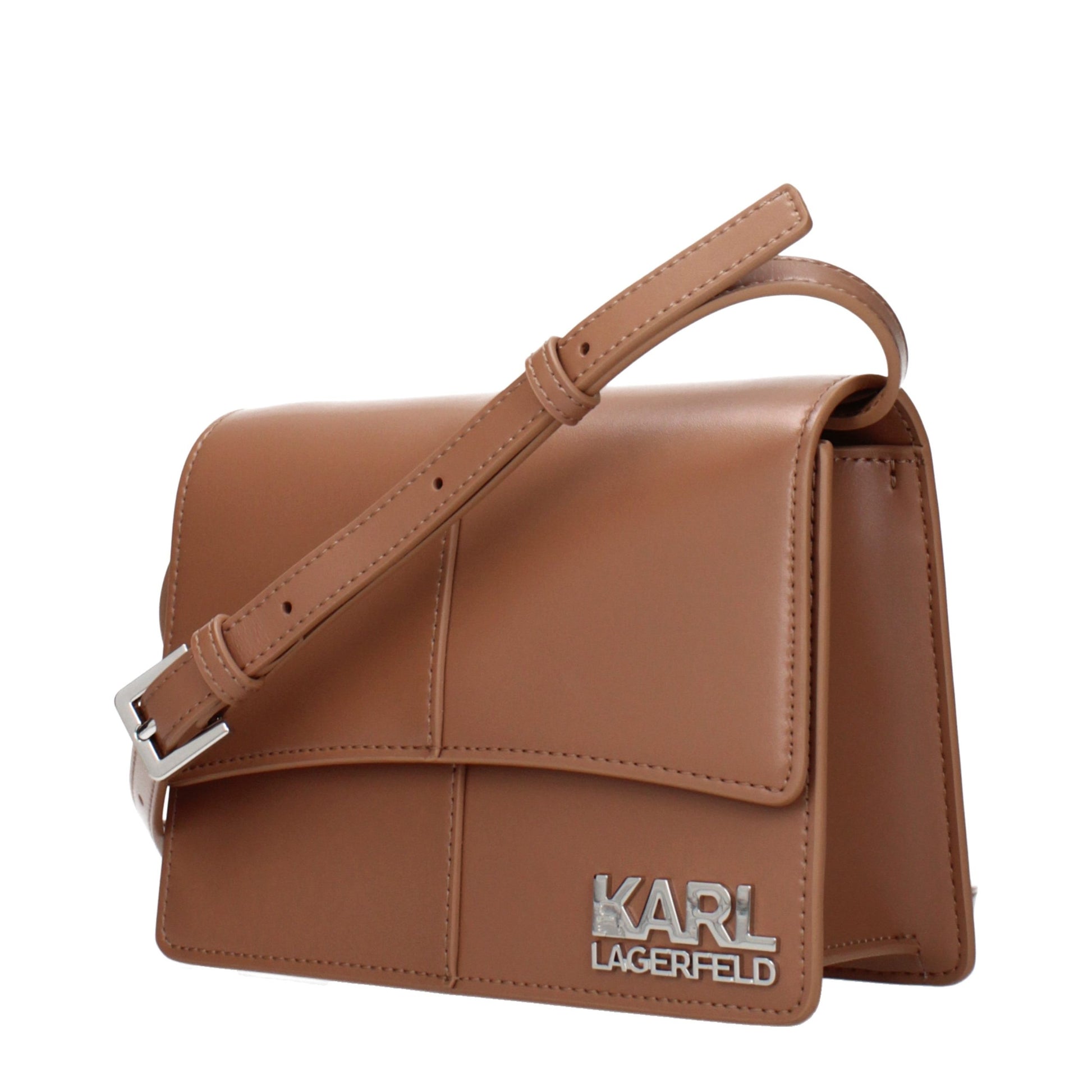 Crossbody Handbag by Karl Lagerfeld for women in polyethylene & polyurethane brown showcases a versatile sophistication silhouette, featuring a secure , versatile sophistication , and versatile crossbody-strap & adjustable-strap for a versatile sophistication finish.
