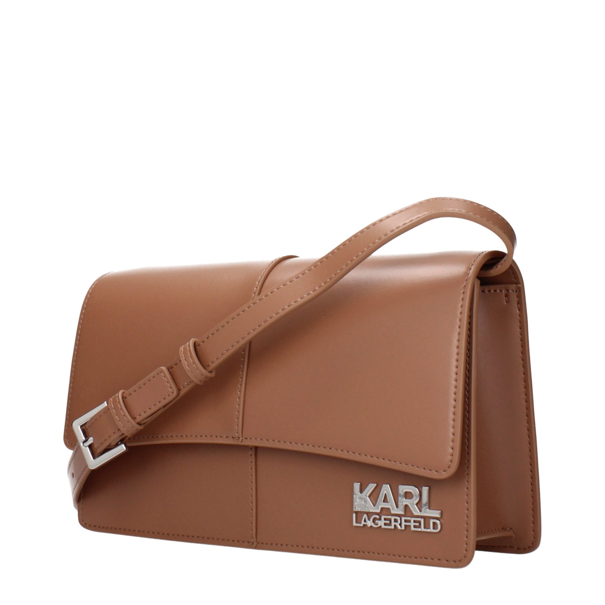Crossbody Handbag by Karl Lagerfeld for women in polyethylene & polyurethane brown features an versatile silhouette, showcasing a secure and versatile with versatile crossbody-strap & adjustable-strap for a versatile finish.