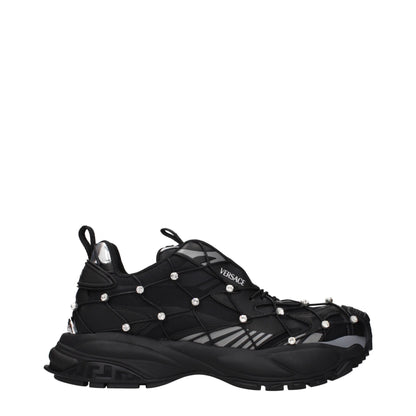 Versace Black Fabric Chunky Sneakers