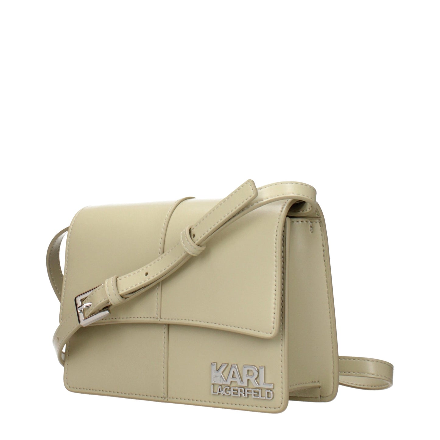 Crossbody Handbag by Karl Lagerfeld for women in polyethylene & polyurethane green features a versatile chic silhouette, meticulously detailed with a secure , ample , and versatile crossbody-strap & adjustable-strap.