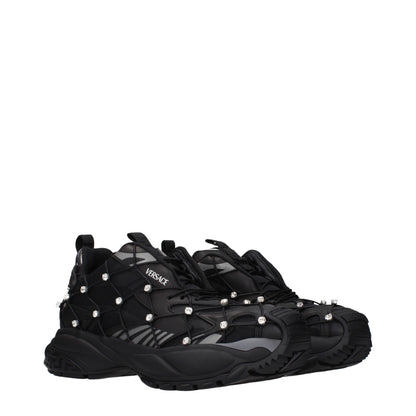 Versace Black Fabric Chunky Sneakers