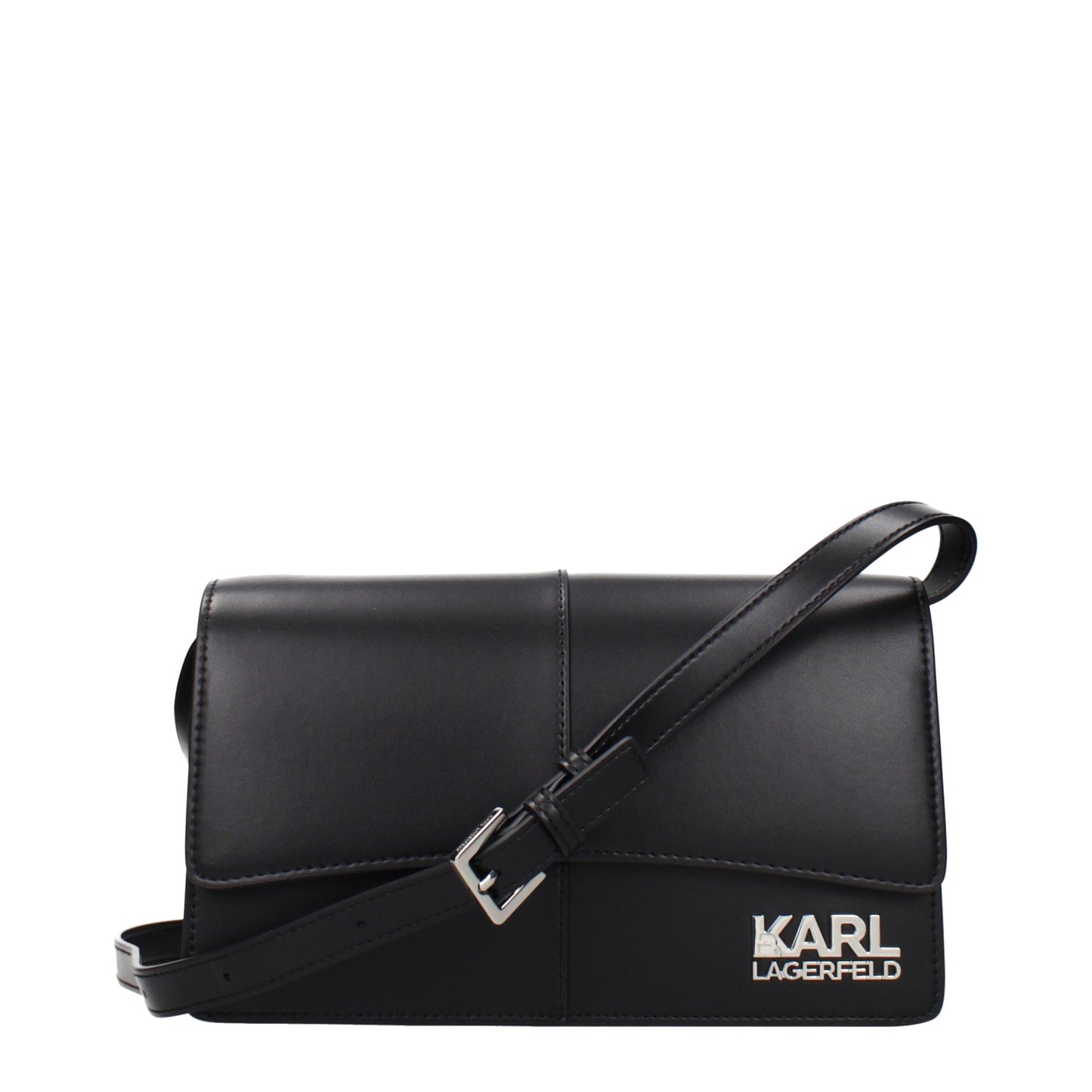 Crossbody Handbag by Karl Lagerfeld for women in polyethylene & polyurethane black features a multifaceted silhouette, showcasing a secure and multifaceted with versatile crossbody-strap & adjustable-strap for multifaceted style.