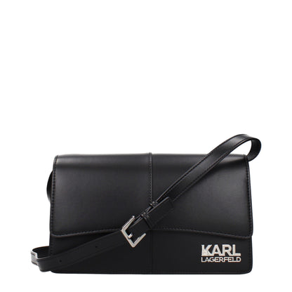 Crossbody Handbag by Karl Lagerfeld for women in polyethylene & polyurethane black features a multifaceted silhouette, showcasing a secure and multifaceted with versatile crossbody-strap & adjustable-strap for multifaceted style.