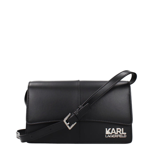 Crossbody Handbag by Karl Lagerfeld for women in polyethylene & polyurethane black features a multifaceted silhouette, showcasing a secure and multifaceted with versatile crossbody-strap & adjustable-strap for multifaceted style.