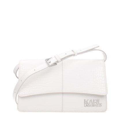Crossbody Handbag by Karl Lagerfeld for women in polyethylene & polyurethane white features a transformative sophistication silhouette, showcasing a secure , ample , and versatile crossbody-strap & adjustable-strap for a transformative sophistication look.