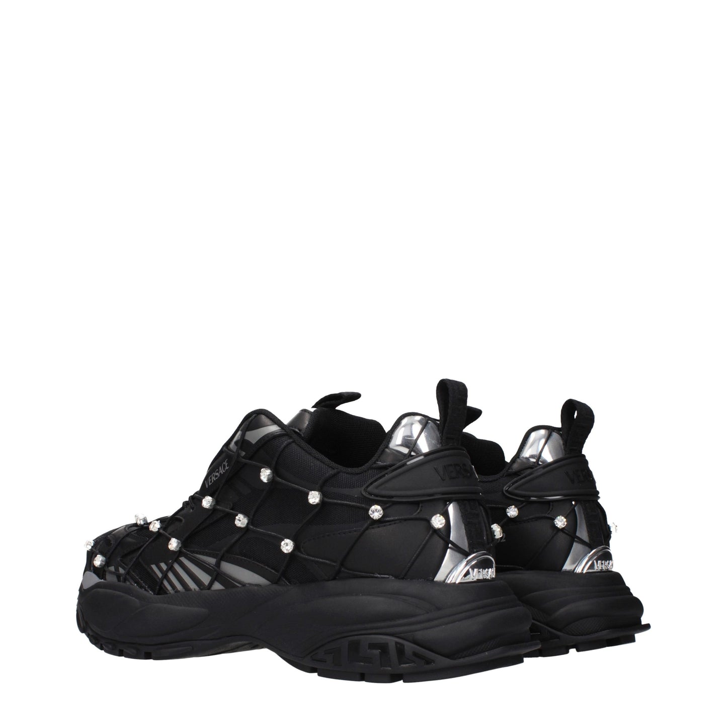 Versace Black Fabric Chunky Sneakers