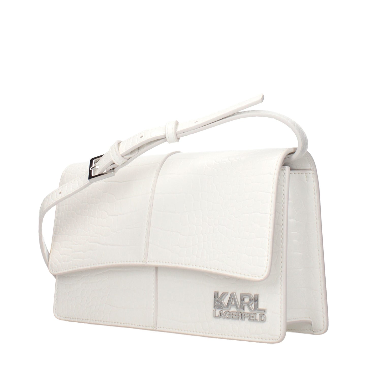 Crossbody Handbag by Karl Lagerfeld for women in polyethylene & polyurethane white features an multi-faceted design with a secure , ample , and versatile crossbody-strap & adjustable-strap for a multi-faceted finish.