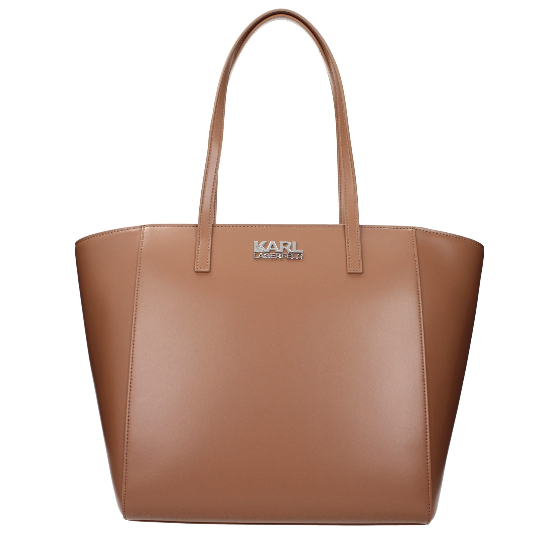 Shoulder Bag by Karl Lagerfeld for women in polyethylene & polyurethane brown showcases a statuesque silhouette, artfully detailed with a secure , organized , and versatile shoulder-strap for a statuesque look.