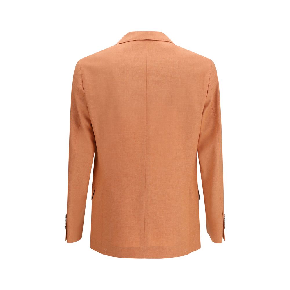 Blazer by Brunello Cucinelli for men in cupro virgin wool & cotton orange features an crisp silhouette with sophisticated and a crisp for a truly crisp finish.