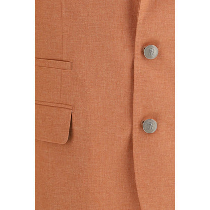 Blazer by Brunello Cucinelli for men in cupro virgin wool & cotton orange presents a distinguished silhouette, detailed with a distinguished and distinctive for a truly sophisticated finish.