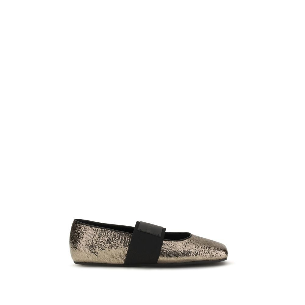 Ballet Flat Shoes by Givenchy for women in embossed bos taurus calf leather gold showcases a resplendent Women's Embossed Bos Taurus Calf Leather Ballet Flat Shoes aesthetic with a and .