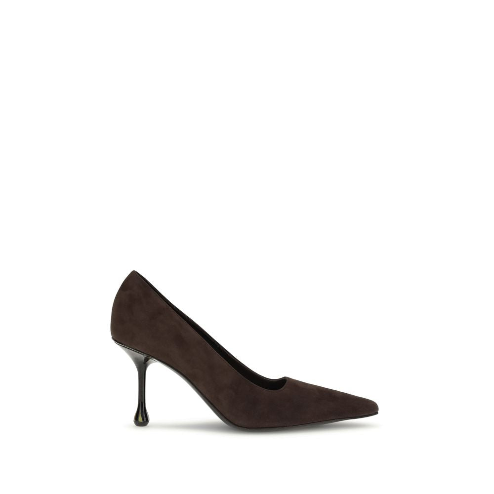 High-Heel Pumps Heels by Jimmy Choo for women in bos taurus calf & goatskin suede leather and brown showcases a effortlessly elegant silhouette as Women's Bos Taurus Calf & Goatskin Suede Leather High-Heel Pumps Heels, featuring a effortlessly elegant high-heel and a effortlessly elegant pointed toe style for an elegant look.