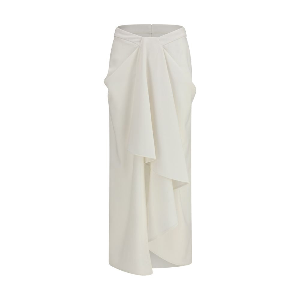 Skirt by Givenchy for women in mohair leather & merino wool white features a contoured silhouette from the Women's Wrap Mohair Leather & Merino Wool Long Skirt collection, characterized by its contoured long for a contoured finish.
