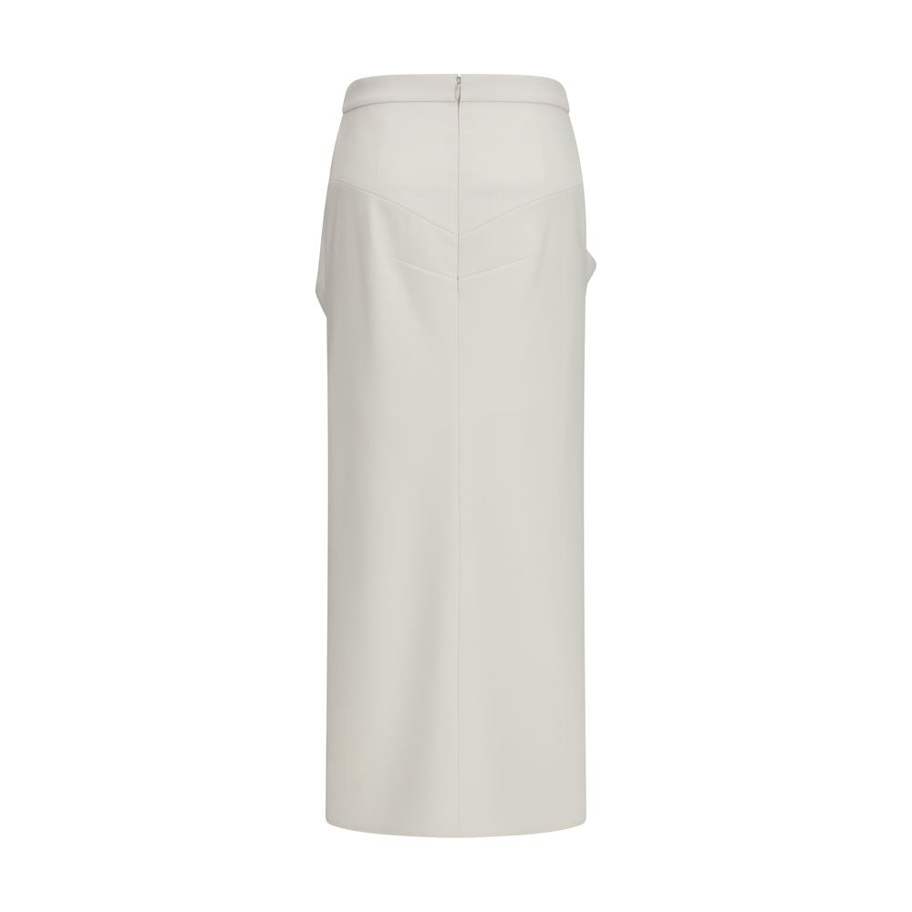 Skirt by Givenchy for women in mohair leather & merino wool white features a captivating silhouette, showcasing the captivating Women's Wrap Mohair Leather & Merino Wool Long Skirt design with a sophisticated long for a captivating look.