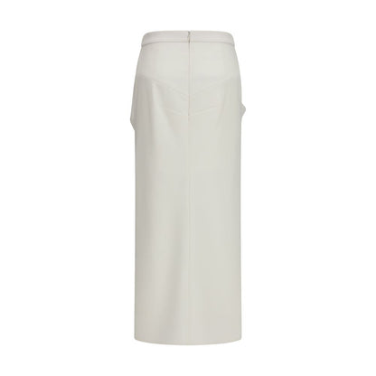 Skirt by Givenchy for women in mohair leather & merino wool white features a captivating silhouette, showcasing the captivating Women's Wrap Mohair Leather & Merino Wool Long Skirt design with a sophisticated long for a captivating look.