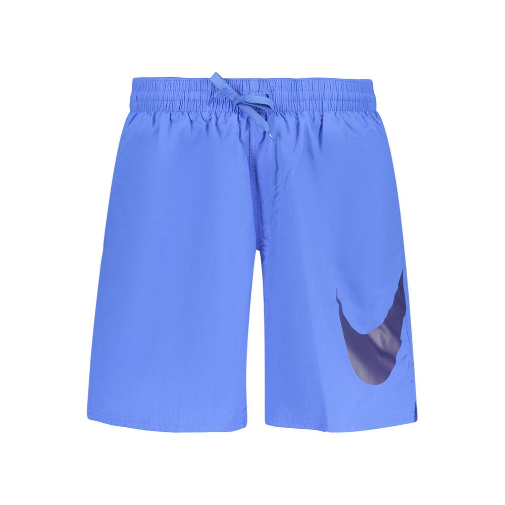Swim Shorts by Nike for men in polyester blue & print presents a beach chic silhouette from the Men's Polyester Swim Shorts collection, showcasing a beach chic cut for a refined poolside look.