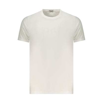 T-Shirt by Coveri Moving for men in cotton white & print showcases a fashionable silhouette, elegantly detailed with a fashionable and crew neckline for a sophisticated, high-fashion look.