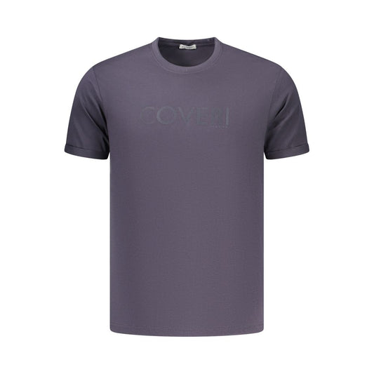T-Shirt by Coveri Moving for men in cotton blue & print features an edgy silhouette, meticulously detailed with a sophisticated and crew neckline for a truly edgy finish.