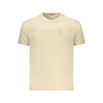 T-Shirt by Coveri Moving for men in cotton beige & print showcases a dramatic silhouette, elegantly detailed with a dramatic crew neckline and for a truly dramatic finish.