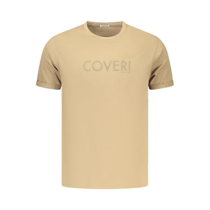 T-Shirt by Coveri Moving for men in cotton brown & print showcases a dramatic silhouette, elegantly detailed with a dramatic crew neckline and for a truly dramatic finish.