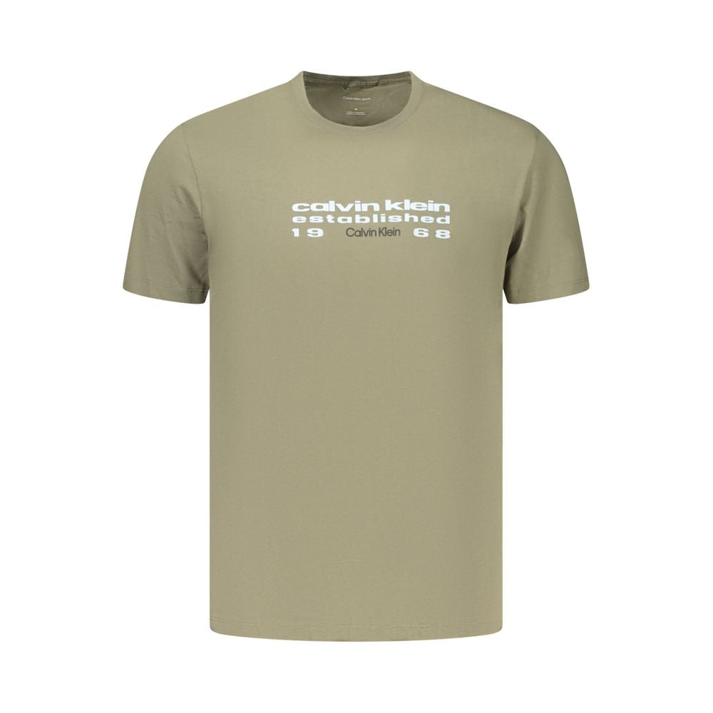 T-Shirt by Calvin Klein for men in cotton green & print features an edgy silhouette, meticulously detailed with a sophisticated and crew neckline for a truly edgy finish.