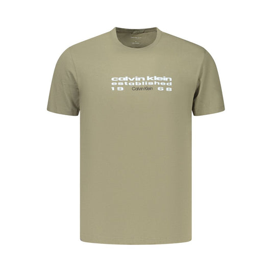 T-Shirt by Calvin Klein for men in cotton green & print features an edgy silhouette, meticulously detailed with a sophisticated and crew neckline for a truly edgy finish.