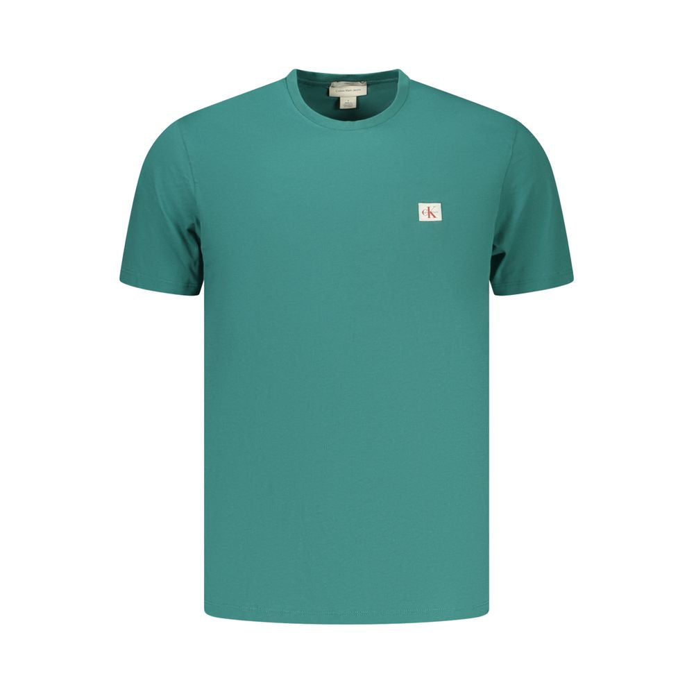 T-Shirt by Calvin Klein for men in cotton green showcases a dramatic silhouette, elegantly detailed with a dramatic crew neckline and for a truly dramatic finish.
