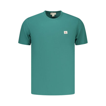 T-Shirt by Calvin Klein for men in cotton green showcases a dramatic silhouette, elegantly detailed with a dramatic crew neckline and for a truly dramatic finish.