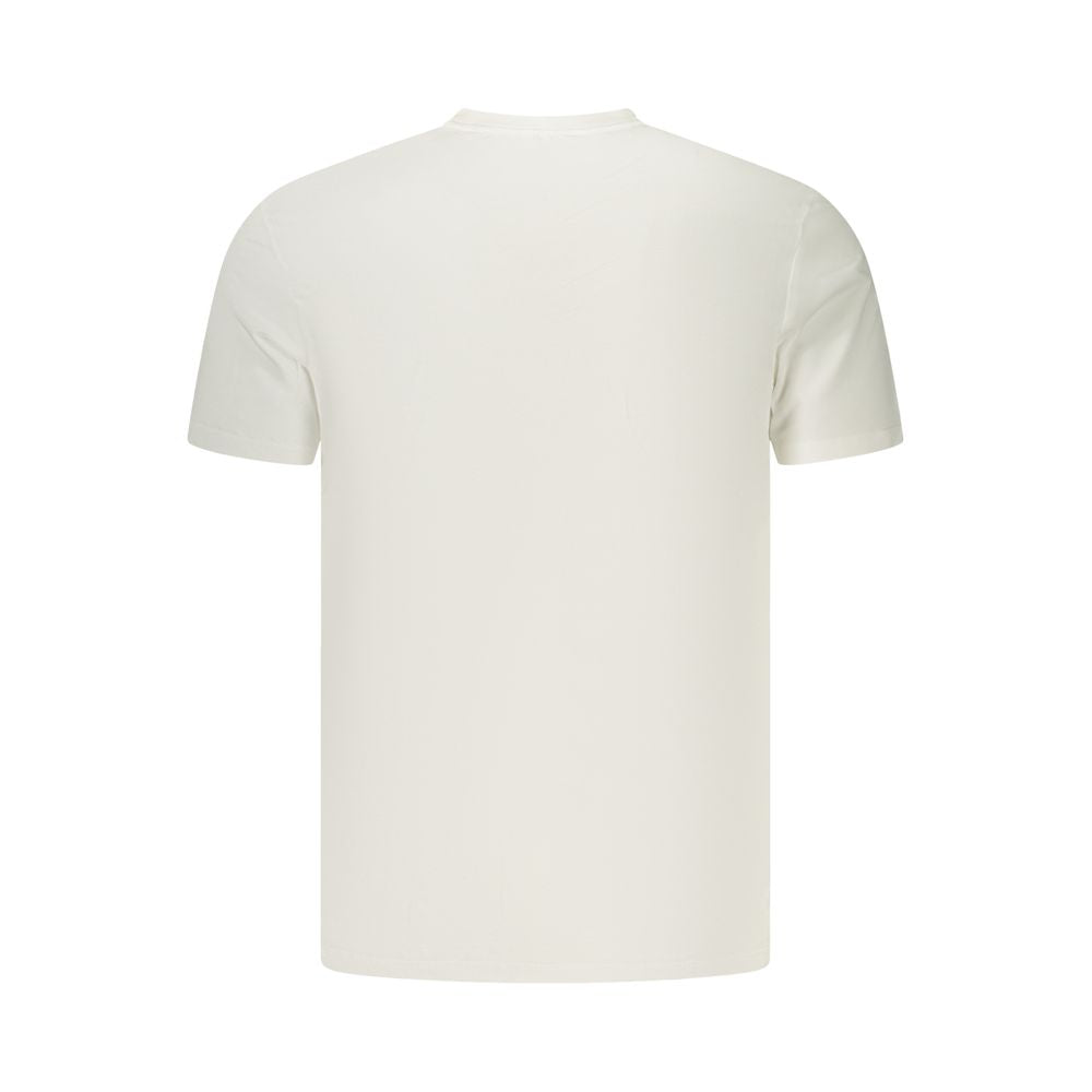 T-Shirt by Calvin Klein for men in cotton white & print showcases a fashionable silhouette, elegantly detailed with a fashionable and crew neckline for a sophisticated, high-fashion look.