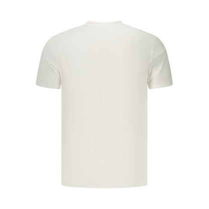 T-Shirt by Calvin Klein for men in cotton white & print showcases a fashionable silhouette, elegantly detailed with a fashionable and crew neckline for a sophisticated, high-fashion look.
