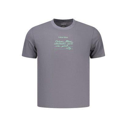 T-Shirt by Calvin Klein for men in cotton gray & print features an edgy silhouette, meticulously detailed with a sophisticated and crew neckline for a truly edgy finish.