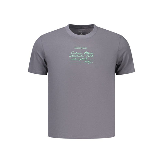 T-Shirt by Calvin Klein for men in cotton gray & print features an edgy silhouette, meticulously detailed with a sophisticated and crew neckline for a truly edgy finish.