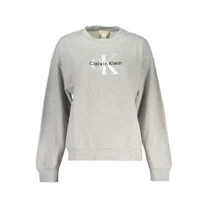 Sweatshirt by Calvin Klein for women in cotton gray features an enviable silhouette, showcasing a premium and refined crew neckline for a truly enviable finish.