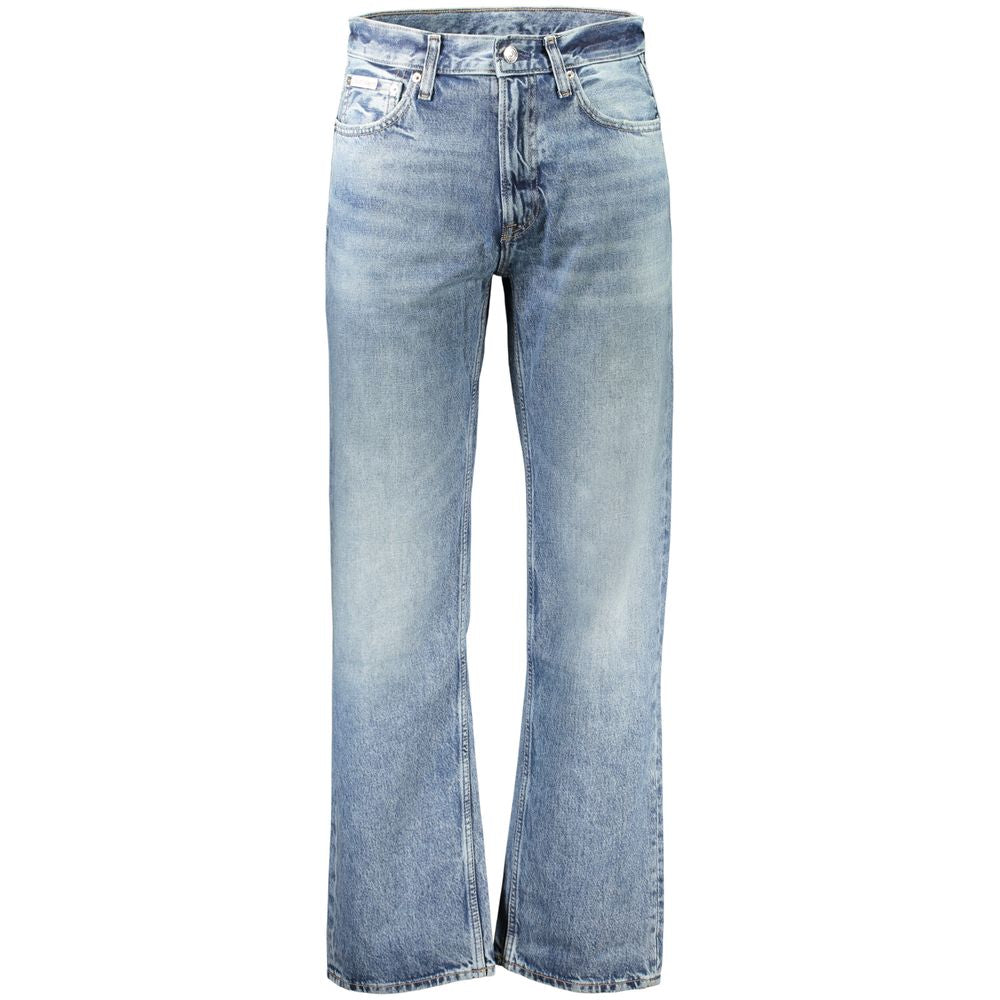 Jeans by Calvin Klein for men in denim cotton blue & signature presents a refined pantology silhouette, artfully defined by a refined pantology straight-leg, long, and a sophisticated .