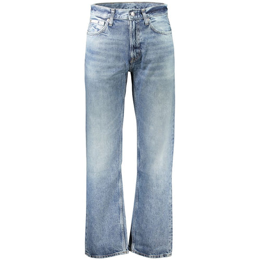 Jeans by Calvin Klein for men in denim cotton blue & signature presents a refined pantology silhouette, artfully defined by a refined pantology straight-leg, long, and a sophisticated .