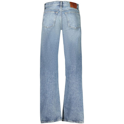 Jeans by Calvin Klein for men in denim cotton blue & signature features a refined silhouette with a refined straight-leg, defined by a and a refined long for a refined finish.