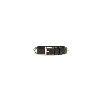 Bracelet by Valentino Garavani for women in bos taurus calf leather black features a architectural silhouette, elegantly showcasing a architectural that defines the Rockstud Women's Bos Taurus Calf Leather Bracelet aesthetic.