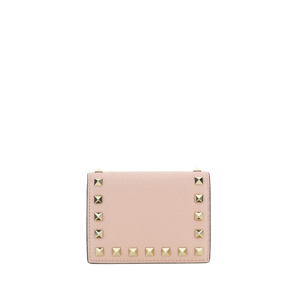 Wallet by Valentino Garavani for women in bos taurus calf leather pink & signature showcases a discerning silhouette, artfully capturing the essence of Rockstud Bos Taurus Calf Leather Wallet with its functional .