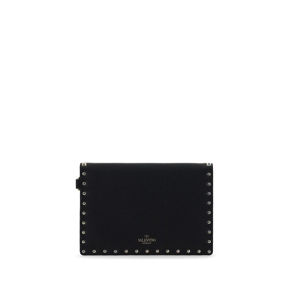 Cardholder Wallet by Valentino Garavani for women in bos taurus calfskin leather black & signature presents a architectural silhouette from the Rockstud Bos Taurus Calfskin Leather Cardholder Wallet collection, showcasing architectural card-organization compact-design for a architectural finish.