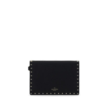 Cardholder Wallet by Valentino Garavani for women in bos taurus calfskin leather black & signature presents a architectural silhouette from the Rockstud Bos Taurus Calfskin Leather Cardholder Wallet collection, showcasing architectural card-organization compact-design for a architectural finish.