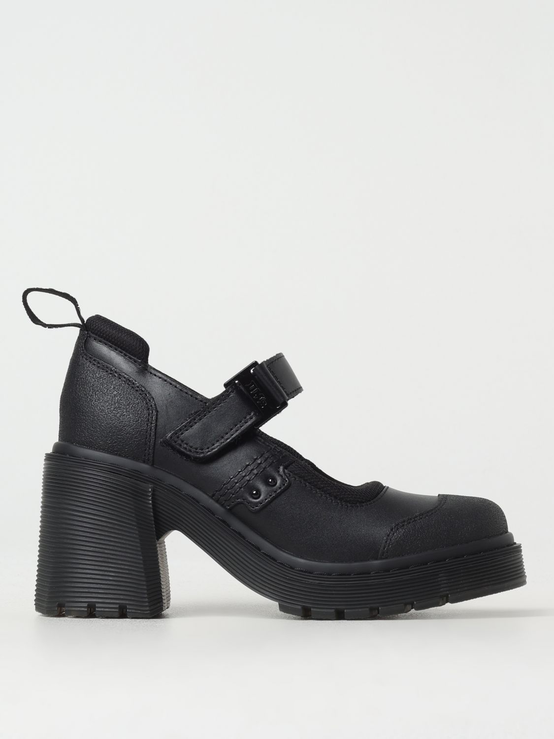 Platform Mary-Jane Pumps Heels by Dr. Martens for women in leather black features a effortless chic silhouette, showcasing the Women's Leather Platform Mary-Jane Pumps Heels design with a effortless chic platform block-heel and for a effortless chic finish.