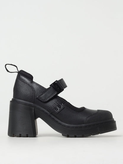 Platform Mary-Jane Pumps Heels by Dr. Martens for women in leather black features a effortless chic silhouette, showcasing the Women's Leather Platform Mary-Jane Pumps Heels design with a effortless chic platform block-heel and for a effortless chic finish.