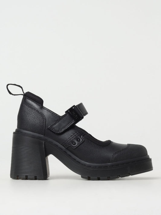 Platform Mary-Jane Pumps Heels by Dr. Martens for women in leather black features a effortless chic silhouette, showcasing the Women's Leather Platform Mary-Jane Pumps Heels design with a effortless chic platform block-heel and for a effortless chic finish.