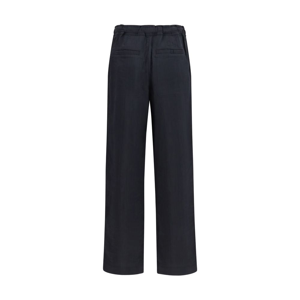 Casual Pants by Isabel Marant Étoile for women in polyamide viscose & cotton black & toile presents a tailored silhouette, showcasing a tailored relaxed-fit & regular-fit and long cut with a refined for a truly tailored aesthetic.