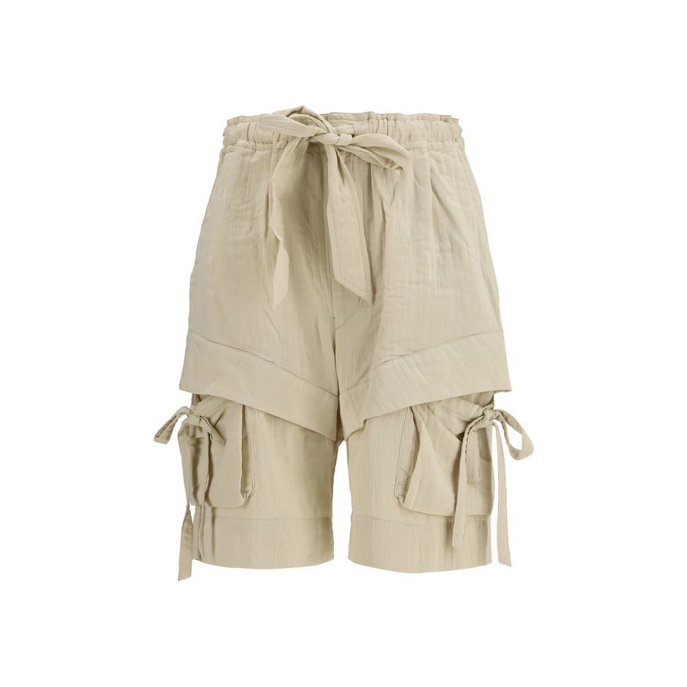 Cargo Shorts by Isabel Marant Étoile for women in polyamide viscose & cotton beige & toile features an refined straight, relaxed-fit & regular-fit with a short and , showcasing a refined utility-inspired aesthetic.